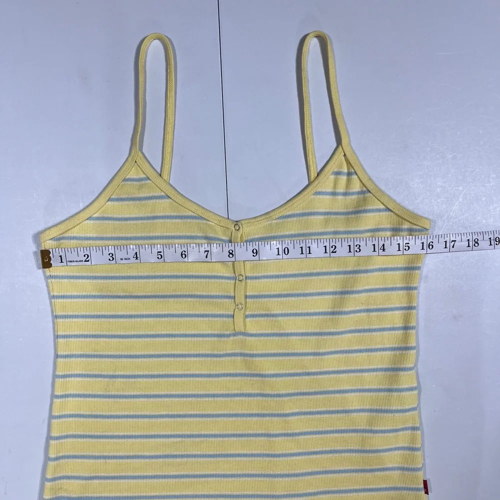 Levis 90s Fisherman‎ Streetwear Striped Ribbed Henley Tank Top Womens Large VTG